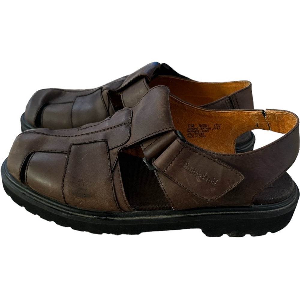 Timberland Leather Fisherman Sandals Men’s Size 11 84051 Brown Covered Toe